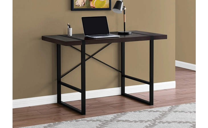 I7311 COMPUTER DESK - 48 L - ESPRESSO - BLACK METAL MONARCH SPECIALTIES  I7311