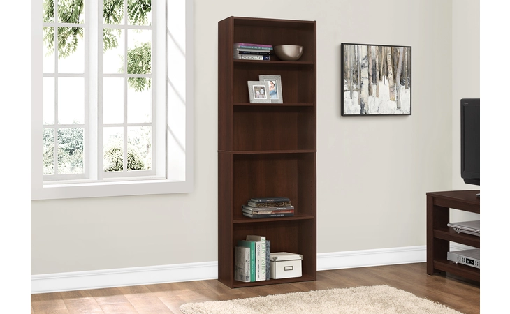 I7466 BOOKCASE - 72 H - CHERRY WITH 5 SHELVES MONARCH SPECIALTIES  I7466