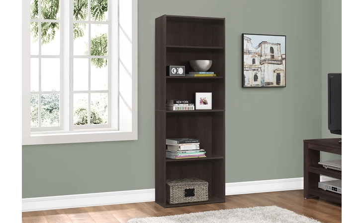 I7467  BOOKCASE - 72 H - ESPRESSO WITH 5 SHELVES