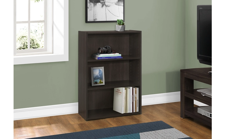 I7476  BOOKCASE - 36 H - ESPRESSO WITH 3 SHELVES