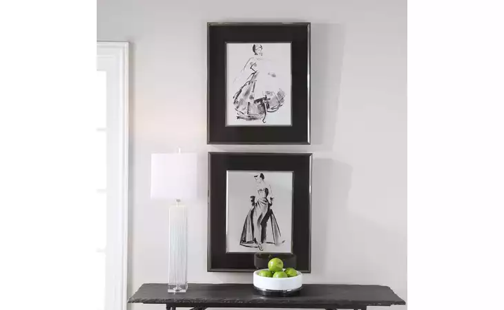 33706 VINTAGE COSTUME SKETCH FRAMED PRINTS, S/2 UTTERMOST  33706