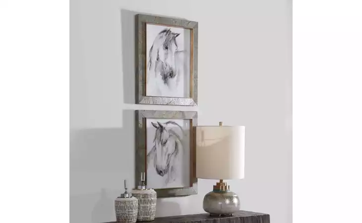41614 EQUESTRIAN WATERCOLOR FRAMED PRINTS, S/2 UTTERMOST  41614