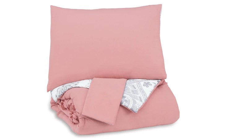 Avaleigh FULL COMFORTER SET ASHLEY Pink/White/Gray Q702003F