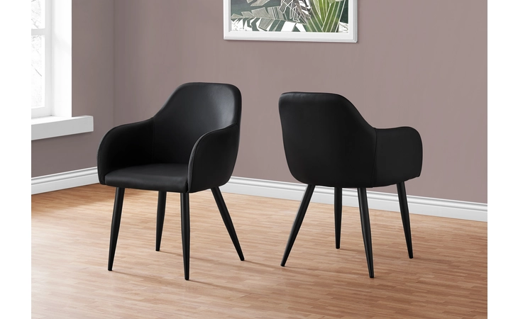 I1193 DINING CHAIR - 2PCS - 33 H - BLACK LEATHER-LOOK - BLACK MONARCH SPECIALTIES  I1193