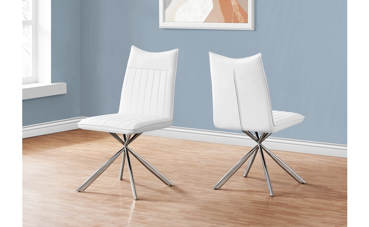 I1212 DINING CHAIR - 2PCS - 36 H - WHITE LEATHER-LOOK - CHROME MONARCH SPECIALTIES  I1212