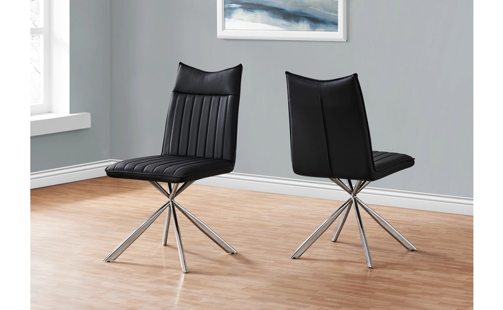 I1213 DINING CHAIR - 2PCS - 36 H - BLACK LEATHER-LOOK - CHROME MONARCH SPECIALTIES  I1213