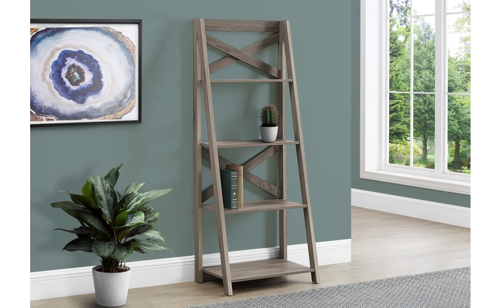I2779  BOOKCASE - 60 H - DARK TAUPE LADDER WITH 4 SHELVES