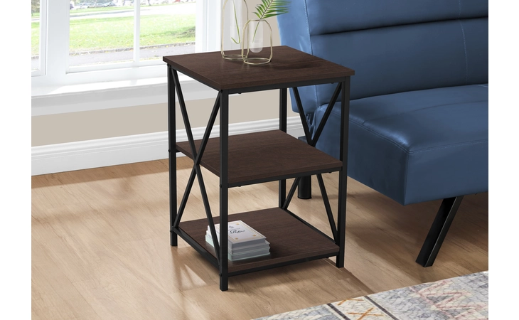 I3598 ACCENT TABLE - 26 H - ESPRESSO - BLACK METAL MONARCH SPECIALTIES  I3598