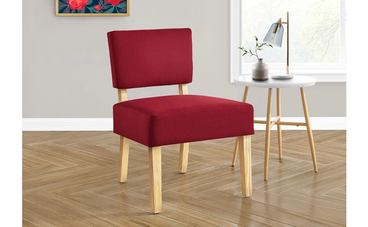 I8295  ACCENT CHAIR - RED FABRIC / NATURAL WOOD LEGS