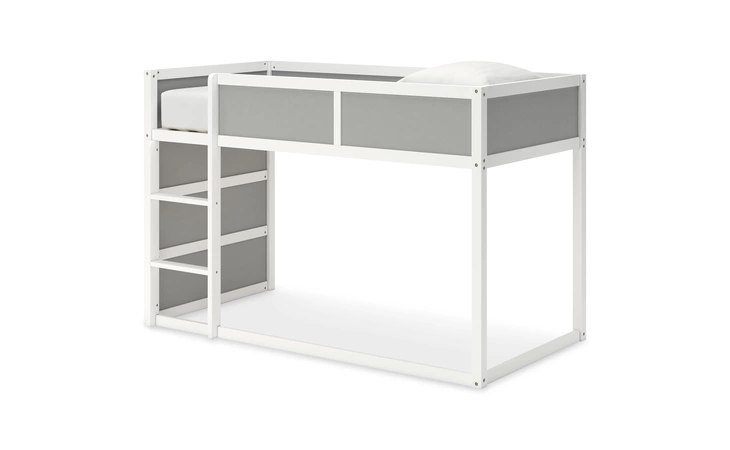 Romanton TWIN LOFT HDBD/FTBD/SLATS ASHLEY Gray/White B078-62P