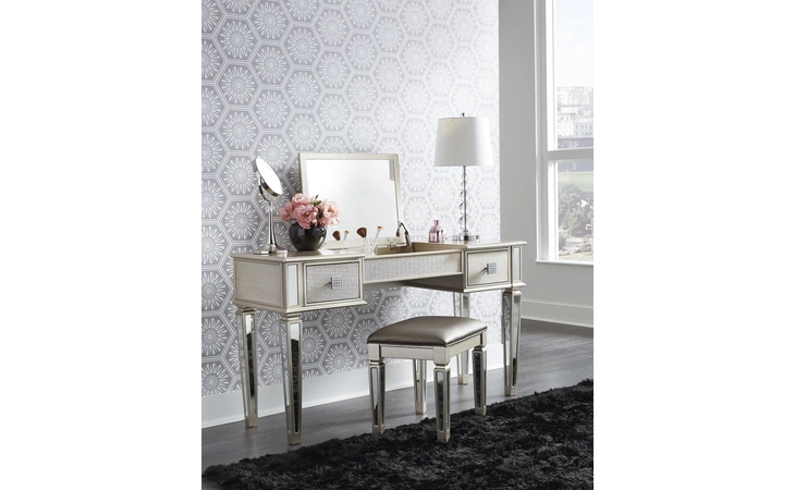 Lonnix VANITY/UPH STOOL (2/CN) ASHLEY Silver Finish B410-122
