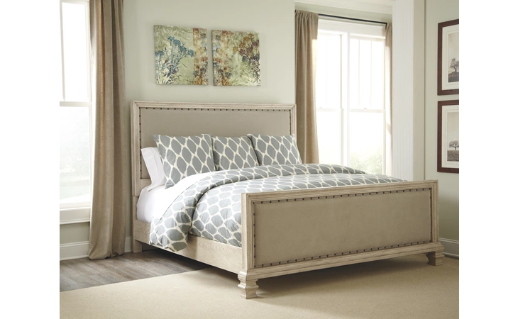 Demarlos QUEEN UPH PANEL FOOTBOARD ASHLEY Parchment White B693-54