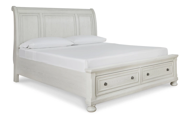 Robbinsdale KING RAILS WITH ROLL SLATS ASHLEY Antique White B742-99
