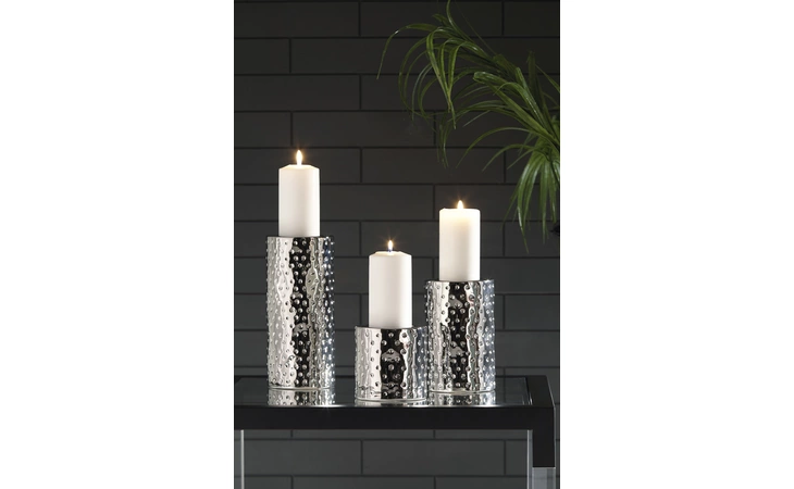 Marisa CANDLE HOLDER SET (3/CN) ASHLEY Silver Finish A2000460