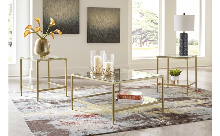 Zerika OCCASIONAL TABLE SET (3/CN) ASHLEY Gold Finish T024-13