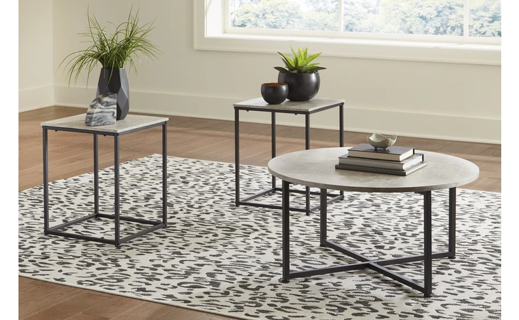 Lazabon OCCASIONAL TABLE SET (3/CN) ASHLEY Gray/Black T102-13