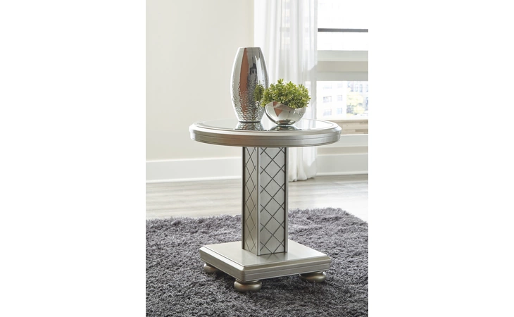 Chevanna ROUND END TABLE ASHLEY Platinum T942-6