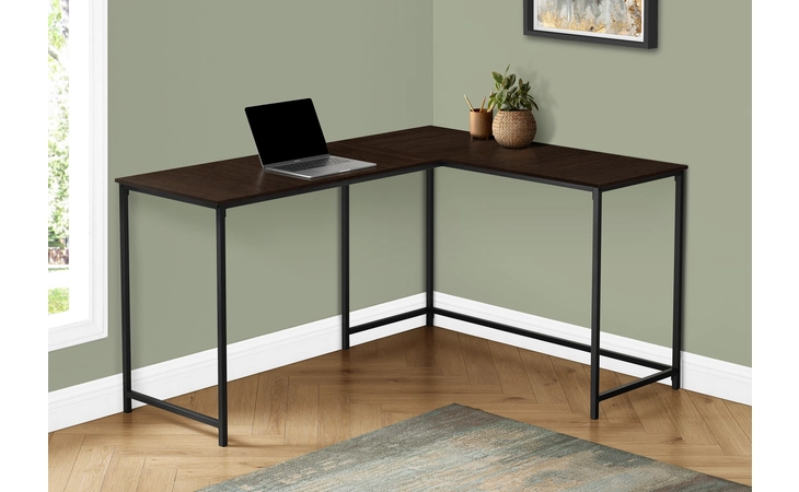 I7390 COMPUTER DESK - 58 L - ESPRESSO TOP - BLACK METAL CORNER MONARCH SPECIALTIES  I7390