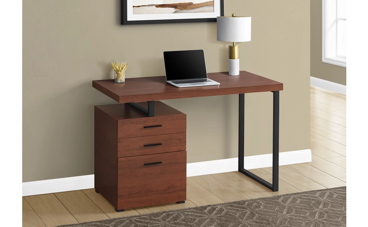 I7641 COMPUTER DESK - 48 L - CHERRY - BLACK METAL - L-R FACE MONARCH SPECIALTIES  I7641
