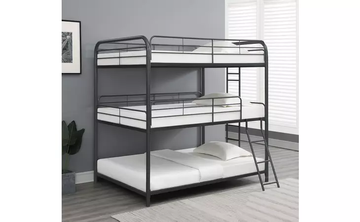 400779 GARNER TRIPLE BUNK BED WITH LADDER GUNMETAL COASTER  400779