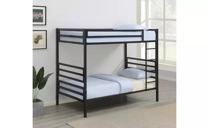 422683 KINSEY BUNK BED WITH LADDER MATTE BLACK COASTER  422683