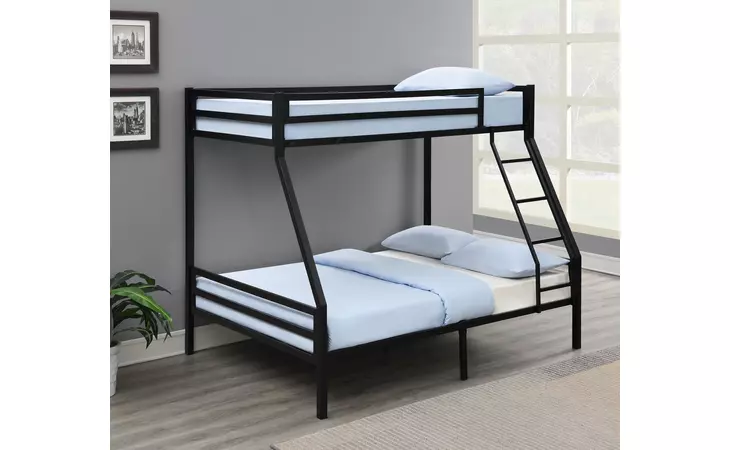 422676 KINSEY BUNK BED WITH LADDER MATTE BLACK COASTER  422676