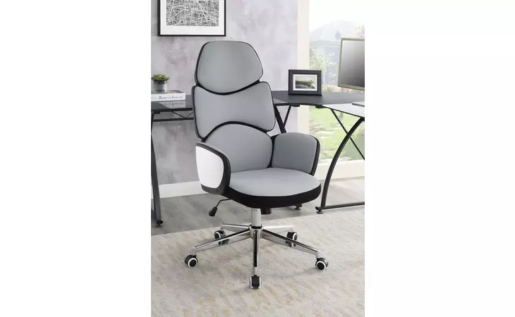 881356 UPHOLSTERED OFFICE CHAIR LIGHT WITH CASTERS GREY AND CHROME COASTER  881356