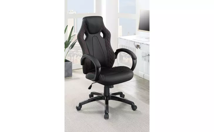 881426 ARCHED ARMREST UPHOLSTERED OFFICE CHAIR BLACK COASTER  881426