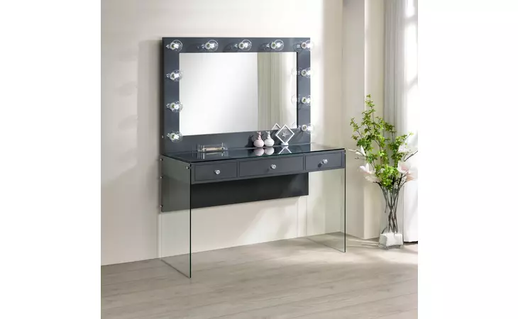 935923 3-DRAWER VANITY DESK  WITH LIGHTING MIRROR GREY HIGH GLOSS COASTER  935923