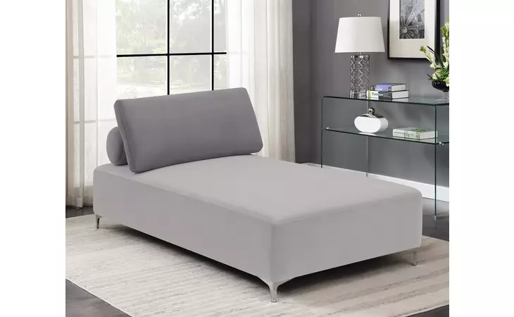 509060  UPHOLSTERED ACCENT CHAISE WITH REMOVABLE PILLOW GREY