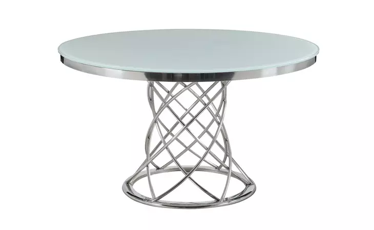 110401  IRENE ROUND GLASS TOP DINING TABLE WHITE AND CHROME