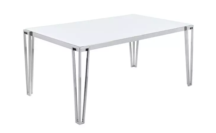 193001  PAULINE RECTANGULAR DINING TABLE WITH METAL LEG WHITE AND CHROME