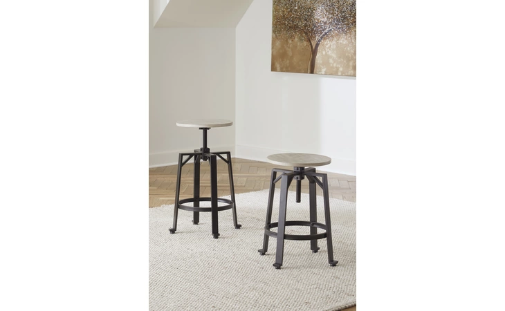 Karisslyn SWIVEL STOOL (2/CN) ASHLEY Whitewash/Black D336-024