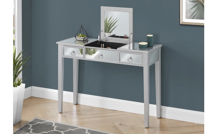 I3738 VANITY - 42 L - MIRROR - SILVER WITH STORAGE MONARCH SPECIALTIES  I3738