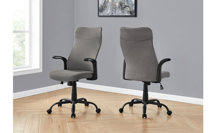 I7325 OFFICE CHAIR - BLACK / DARK GREY FABRIC / MULTI POSITION MONARCH SPECIALTIES  I7325