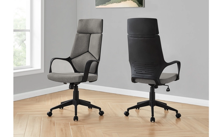I7320 OFFICE CHAIR - BLACK / DARK GREY FABRIC / EXECUTIVE MONARCH SPECIALTIES  I7320