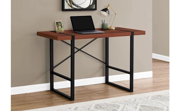 I7656 COMPUTER DESK - 48 L - CHERRY - BLACK METAL MONARCH SPECIALTIES  I7656