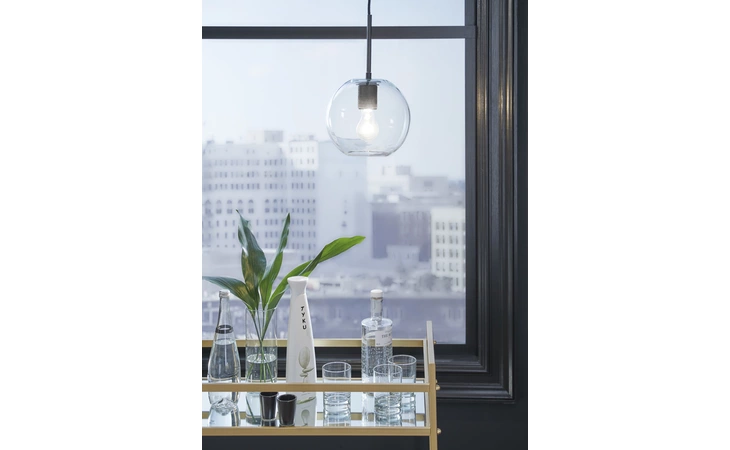 Cordunn GLASS PENDANT LIGHT (1/CN) ASHLEY Clear/Black Finish L000988