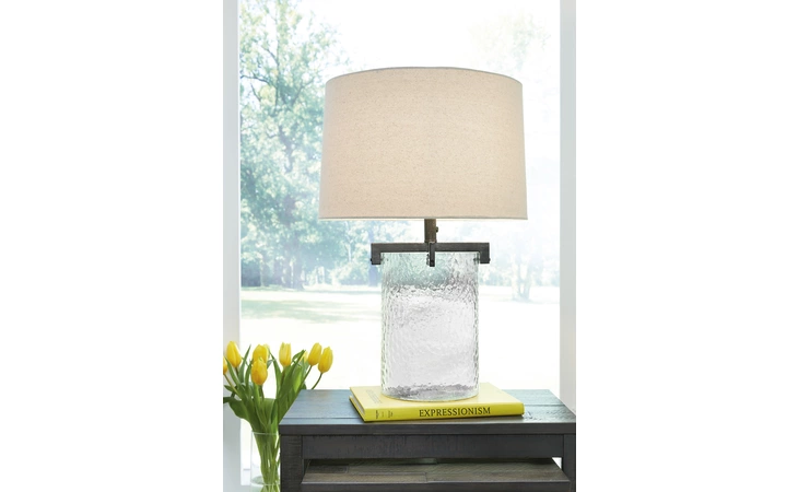 Fentonley GLASS TABLE LAMP (1/CN) ASHLEY Clear/Antique Black L430724