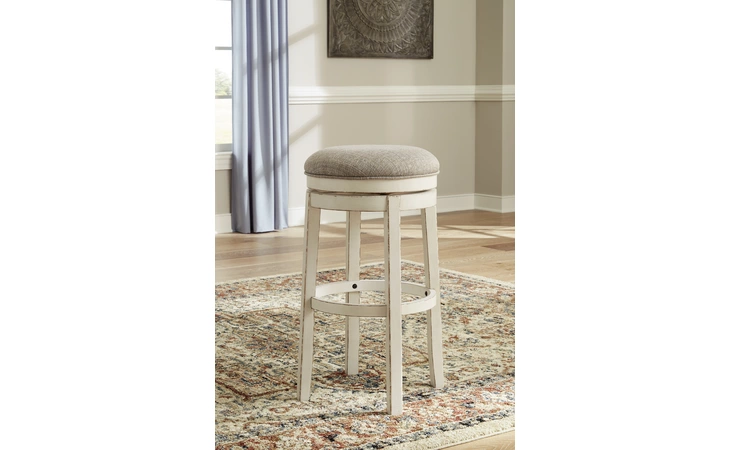 Realyn TALL UPH SWIVEL STOOL (1/CN) ASHLEY Chipped White D743-030