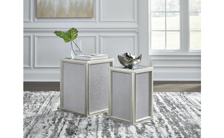Traleena NESTING END TABLES (2/CN) ASHLEY Silver Finish T957-16