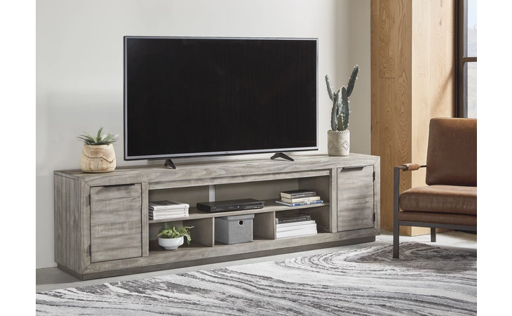 Naydell XL TV STAND W/FIREPLACE OPTION ASHLEY Gray W996-78