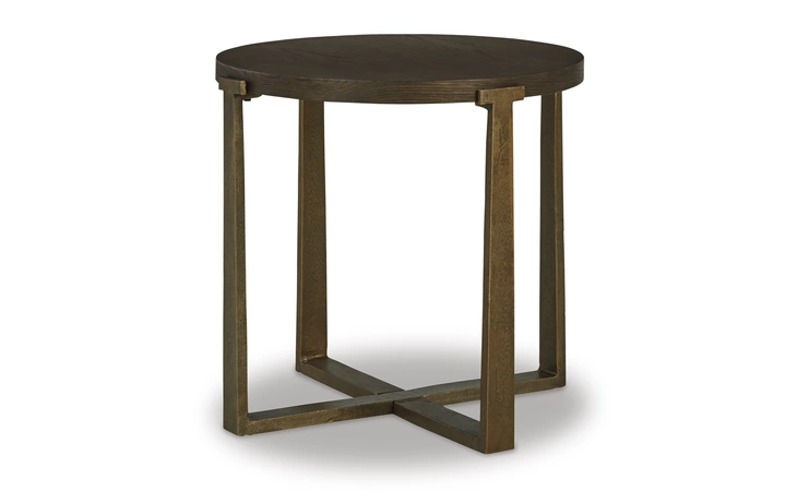 Balintmore ROUND END TABLE ASHLEY Brown/Gold Finish T967-6