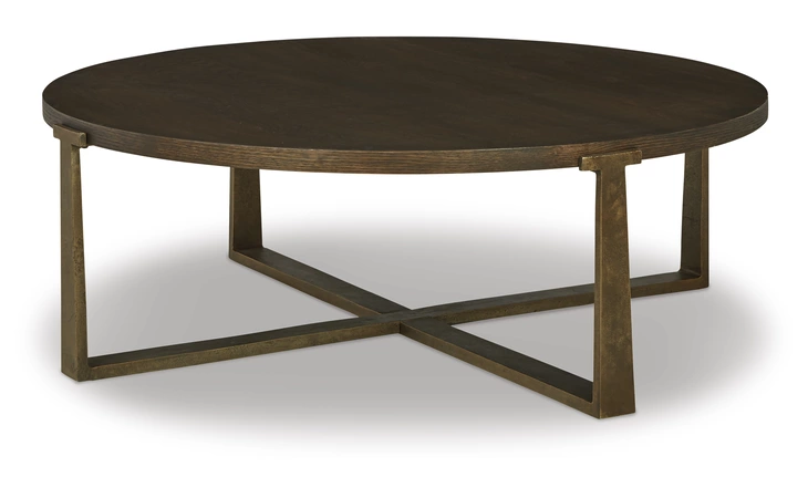 Balintmore ROUND COFFEE TABLE ASHLEY Brown/Gold Finish T967-8