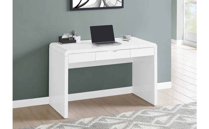 I7580 COMPUTER DESK - 48 L - HIGH GLOSSY WHITE - STORAGE DRAWER MONARCH SPECIALTIES  I7580