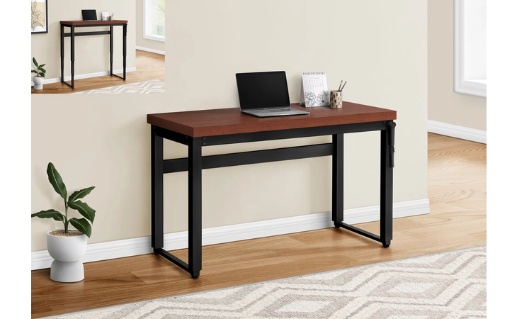 I7676  COMPUTER DESK - 48 L - CHERRY - ADJ.HEIGHT- BLACK METAL