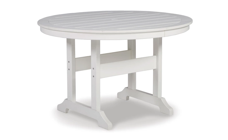 Crescent Luxe ROUND DINING TABLE W/UMB OPT ASHLEY White P207-615