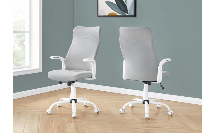 I7324  OFFICE CHAIR - WHITE - GREY FABRIC - MULTI POSITION