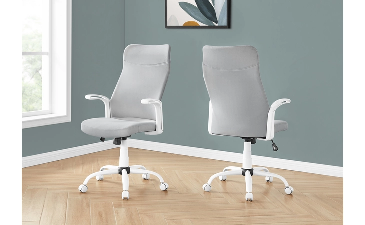 I7324 OFFICE CHAIR - WHITE / GREY FABRIC / MULTI POSITION MONARCH SPECIALTIES  I7324
