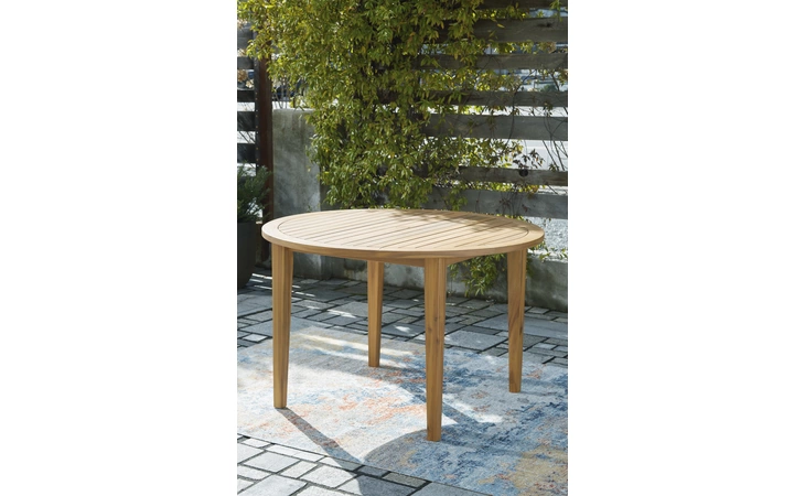 Janiyah ROUND DINING TABLE W/UMB OPT ASHLEY Light Brown P407-615